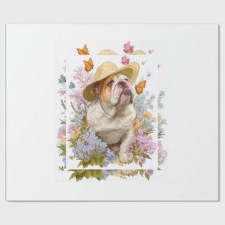 Garden Bulldog � Floral Funny Dog Wrapping Paper