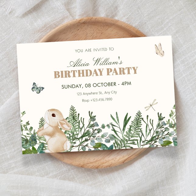 Garden bunny birthday invitation (Creator Uploaded)