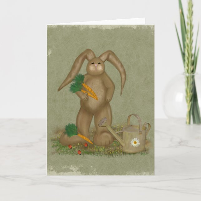 "Garden Bunny"- Easter- Spring- Greeting Card (Front)