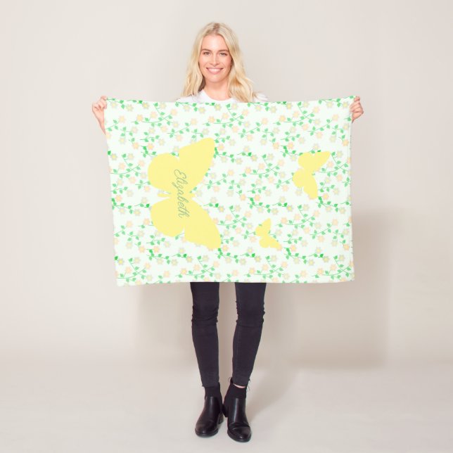 Garden Butterflies Floral Fleece Blanket (In Situ)