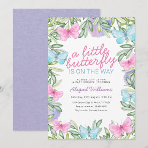 Garden Butterfly on The Way Girl Baby Shower Invitation