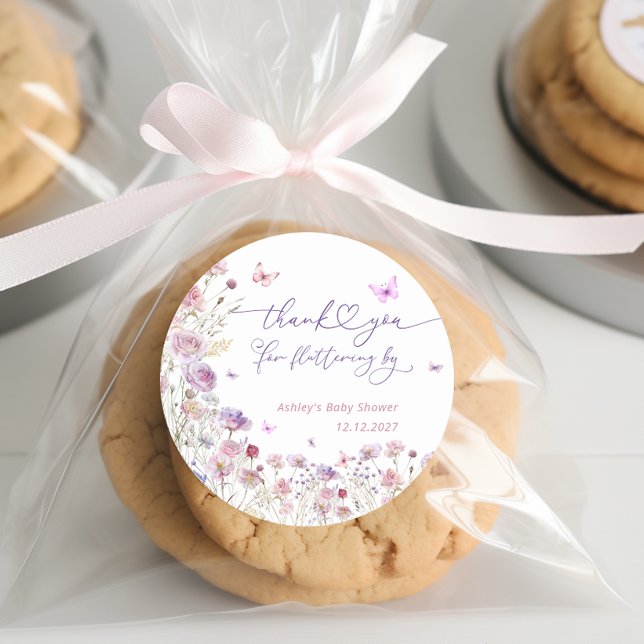 Garden Butterfly Thank You For Fluttering By Classic Round Sticker (Creator Uploaded)