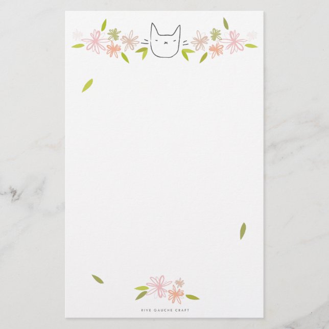Garden Cat in the Chrysanthemums Stationery (Front)