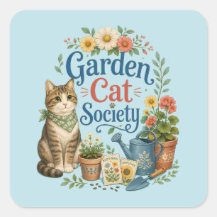 Garden Cat Society Cottagecore Florals Square Sticker