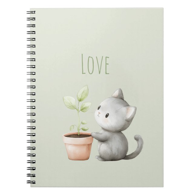 Garden Cat with Plant Love Notebook (Front)