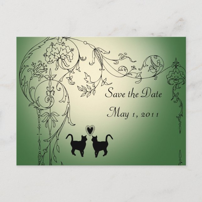 Garden Cats Save the Date Announcement Postcard (Front)