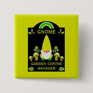 Garden Centre Gnome 15 Cm Square Badge