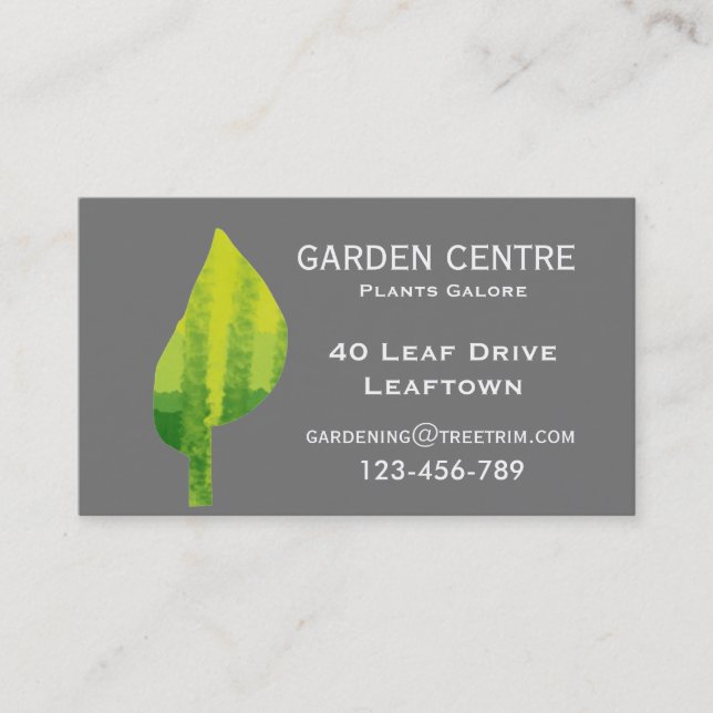 Garden centre green leaf eco nature business card (Front)