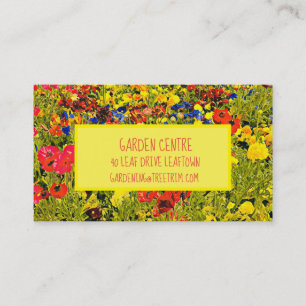 Garden centre modern colourful poppies wildflowers business card