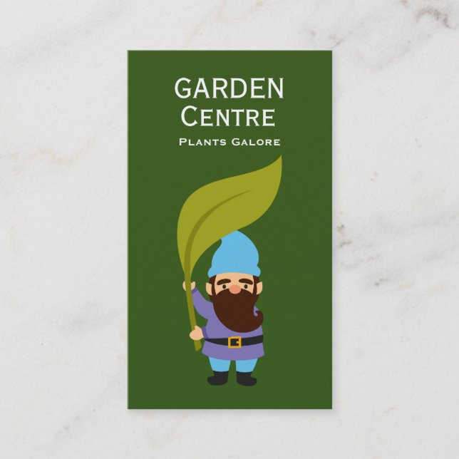 Garden centre modern plants garden gnome business card (Front)