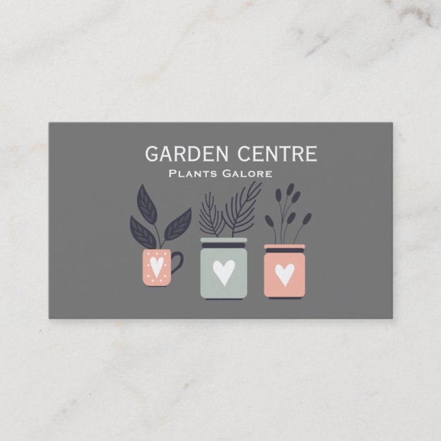 Garden centre modern plants pastel business card (Front)