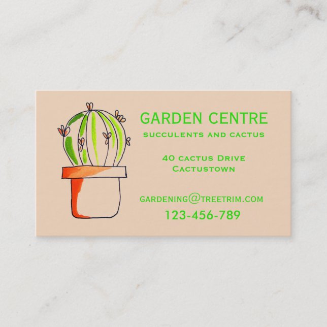 Garden centre succulents and cactus plants business card (Front)