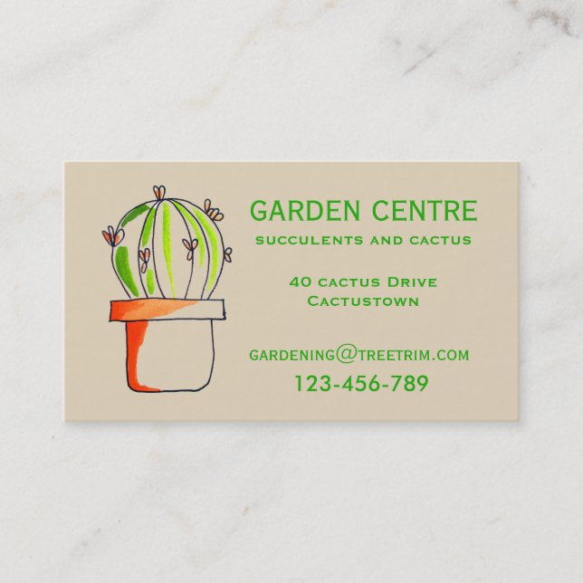 Garden centre succulents and cactus plants business card (Front)
