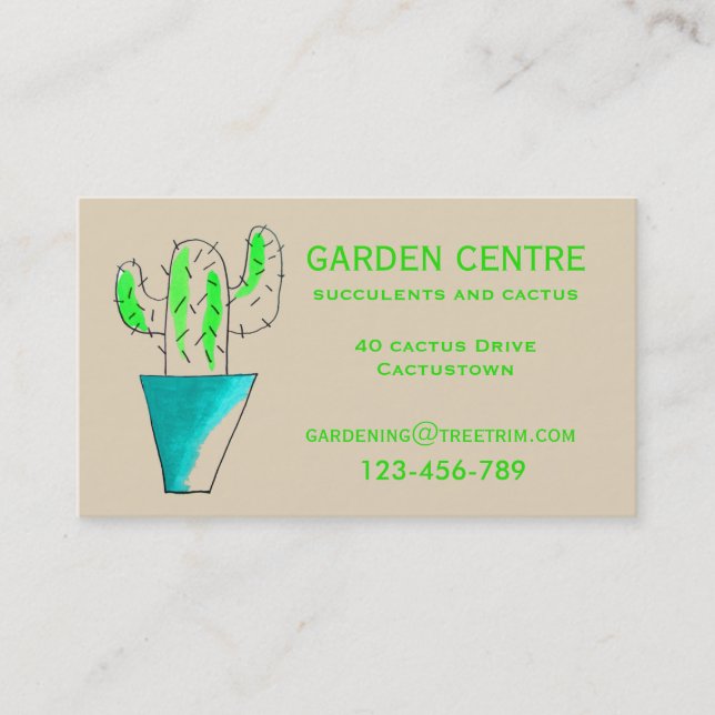 Garden centre succulents and cactus plants business card (Front)