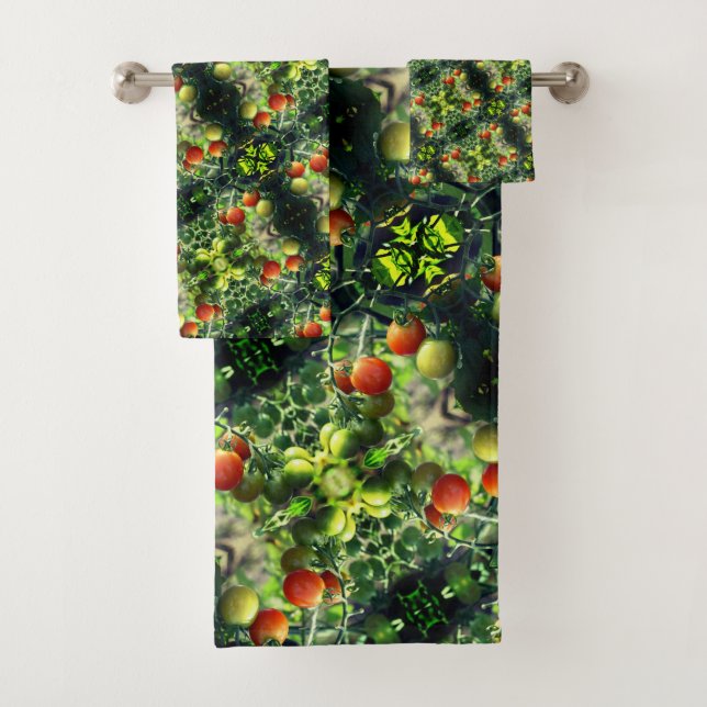 Garden Cherry Tomatoes Abstract Nature     Bath Towel Set (Insitu)