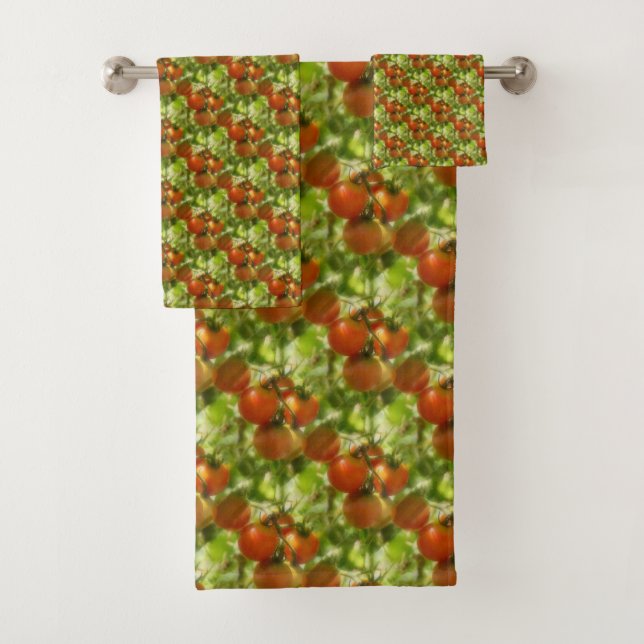 Garden Cherry Tomatoes Nature Pattern    Bath Towel Set (Insitu)