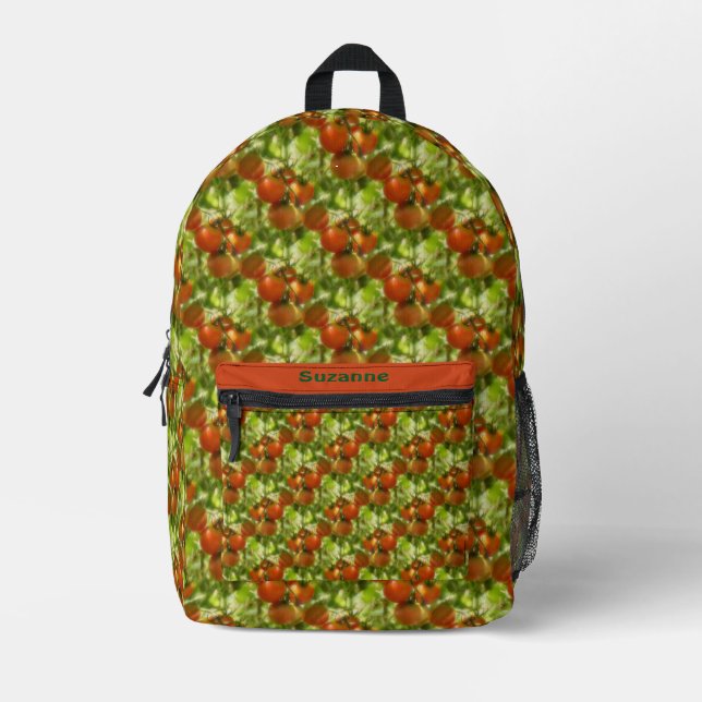 Garden Cherry Tomatoes Nature Pattern Personalised Printed Backpack (Front)