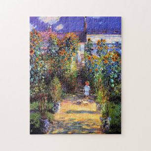 Garden Claude Monet Summer Sunflower Flowers Jigsaw Puzzle