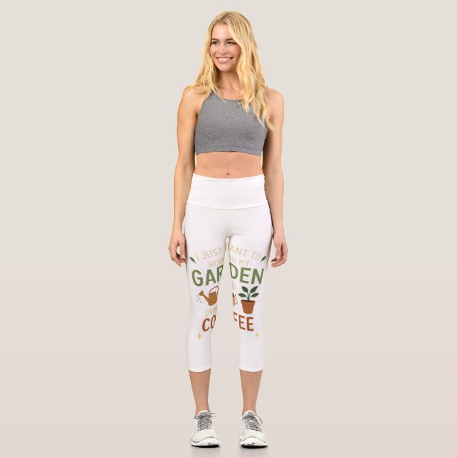 Garden Coffee Leggings - Women's Capris. (Front)
