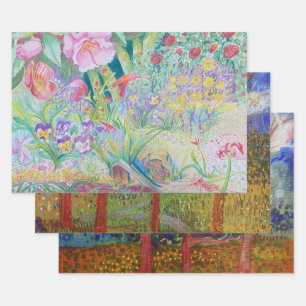 Garden colorful flat wrapping paper sheet