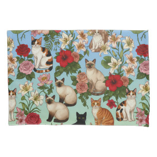 Garden Companions – Floral Cats in Bloom Pillowcase