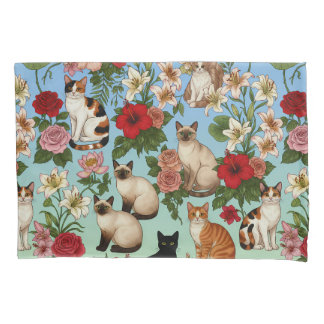 Garden Companions – Floral Cats in Bloom Pillowcase