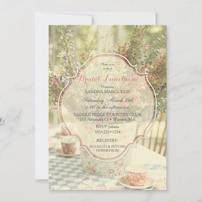 Garden Country Chic Soft Faded Flowers Invitation (Front)