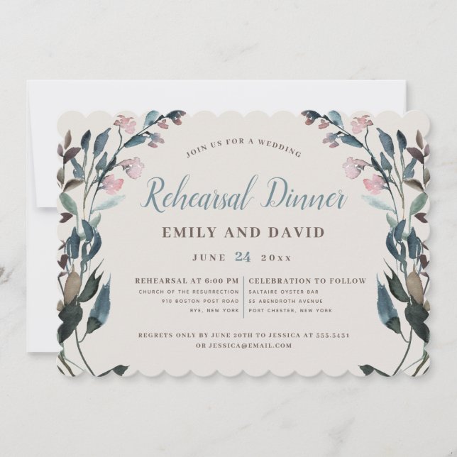 Garden Crest | Egghshell Floral Wedding Invitation (Front)