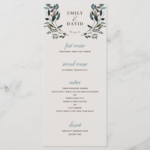 Garden Crest Eggshell Wedding 4 Course Menu