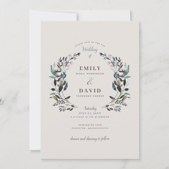 Garden Crest | Eggshell | Wedding Invitation (Front)