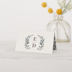 Garden Crest   Eggshell   Wedding Monogram Table Place Card
