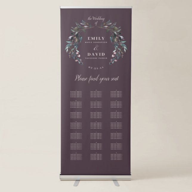 Garden Crest Floral Alphabetical Seating Chart Retractable Banner (Front)