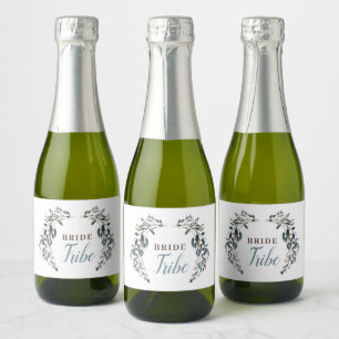 Garden Crest Floral Bride Tribe Calligraphy Sparkling Wine Label