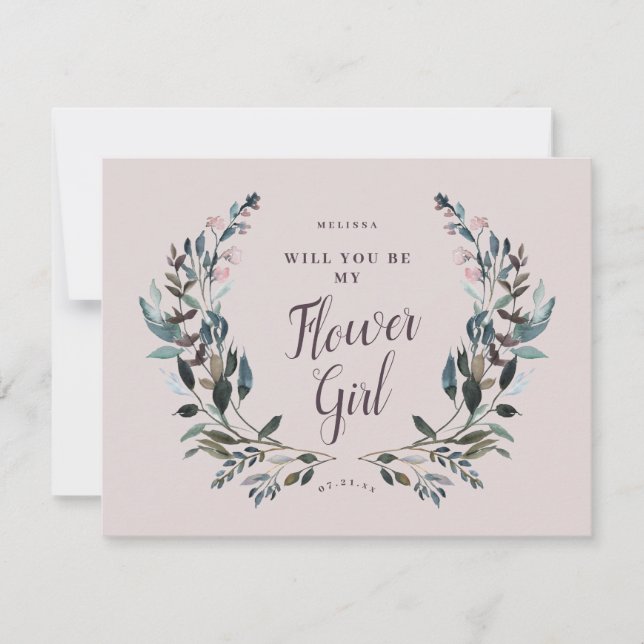Garden Crest Floral Mauve Purple Flower Girl Invitation (Front)
