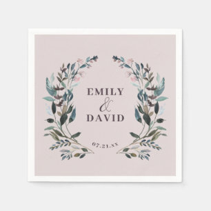 Garden Crest Floral Wedding Mauve Purple Napkin