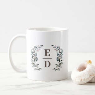 Garden Crest   Floral Wedding Monogram Coffee Mug