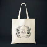 Garden Crest Floral Wedding Mrs. Wife Purple Tote Bag<br><div class="desc">This elegant and chic tote bag features the bride's new name,  surrounded by watercolored floral and leaves crest. Great to give as gift for the new bride-to-be. This is part of our "Garden Crest" wedding collection.</div>