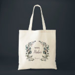 Garden Crest Floral Wedding Mrs. Wife Purple Tote Bag<br><div class="desc">This elegant and chic tote bag features the bride's new name,  surrounded by watercolored floral and leaves crest. Great to give as gift for the new bride-to-be. This is part of our "Garden Crest" wedding collection.</div>