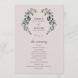Garden Crest Mauve Purple Floral Wedding Ceremony Programme