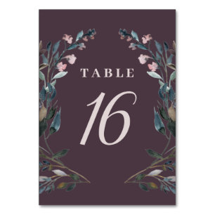 Garden Crest Mauve Purple Floral Wedding Seating Table Number