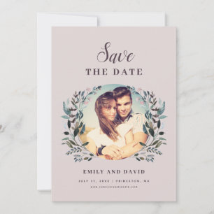 Garden Crest Mauve Purple Wedding Floral Photo Save The Date