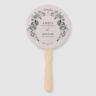 Garden Crest   Mauve Purple Wedding Party Program Hand Fan