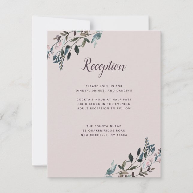 Garden Crest | Mauve Purple Wedding Reception Info RSVP Card (Front)