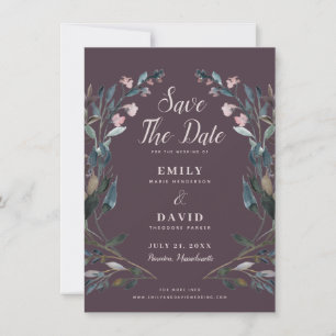 Garden Crest Mauve Purple Wedding Save The Date