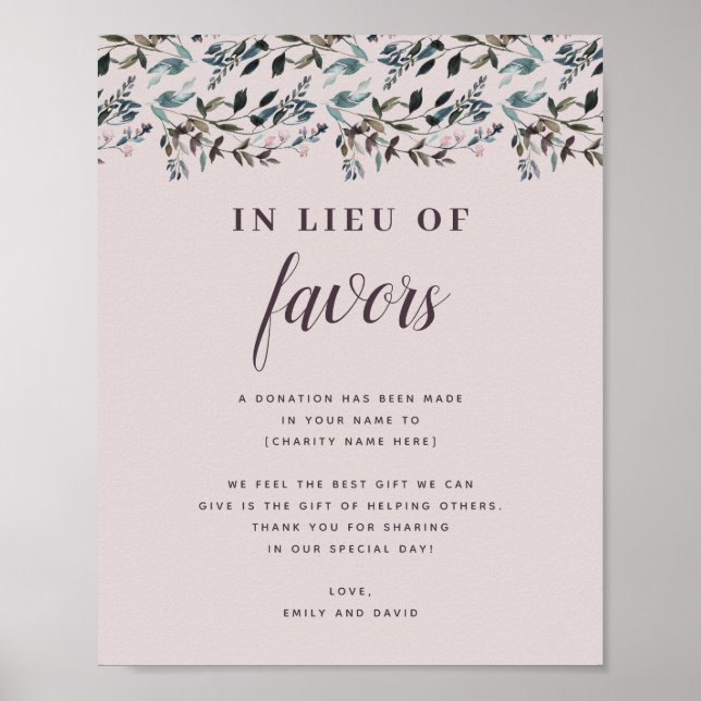 Garden Crest | Mauve Wedding Donation Charity Poster (Front)