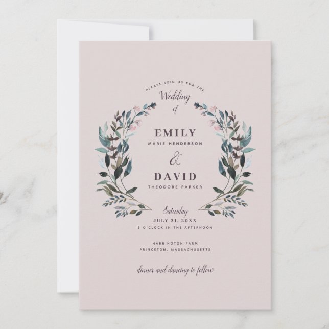 Garden Crest | Mauve  Wedding Invitation (Front)