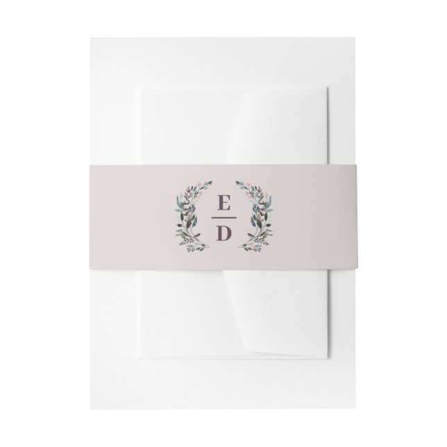 Garden Crest | Mauve  Wedding Monogram Invitation Belly Band (Front Example)