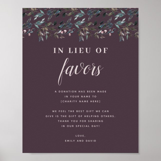 Garden Crest | Purple  Wedding Donation Charity Poster (Front)