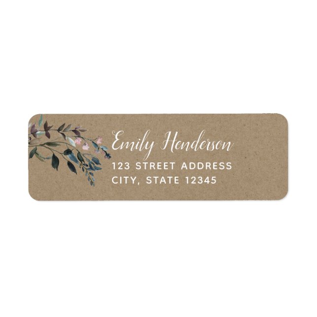 Garden Crest Rustic Kraft Floral Return Address (Front)