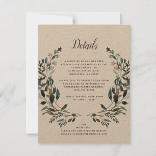 Garden Crest Rustic Kraft Wedding Hotel Details RSVP Card
